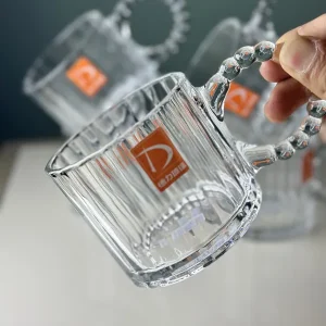 ماگ دسته مرواریدی خطی دلی گلس