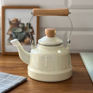 کتری لعابی دسته بامبو 2.۵ لیتری