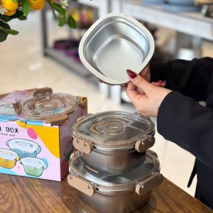 ‌ ظرف نگهدارنده 3 تایی( FRESH BOX) استیل وارداتی