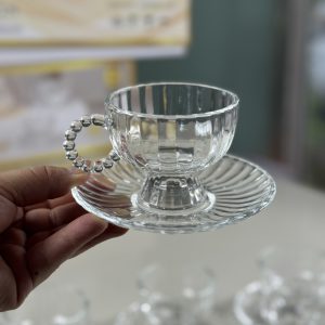 فنجان نعلبکی عروس دسته مروارید