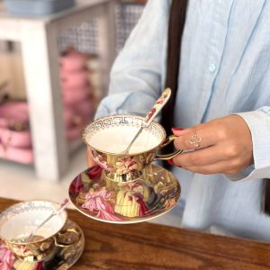 چایخوری طلاکوب دوتایی طرح  عروس